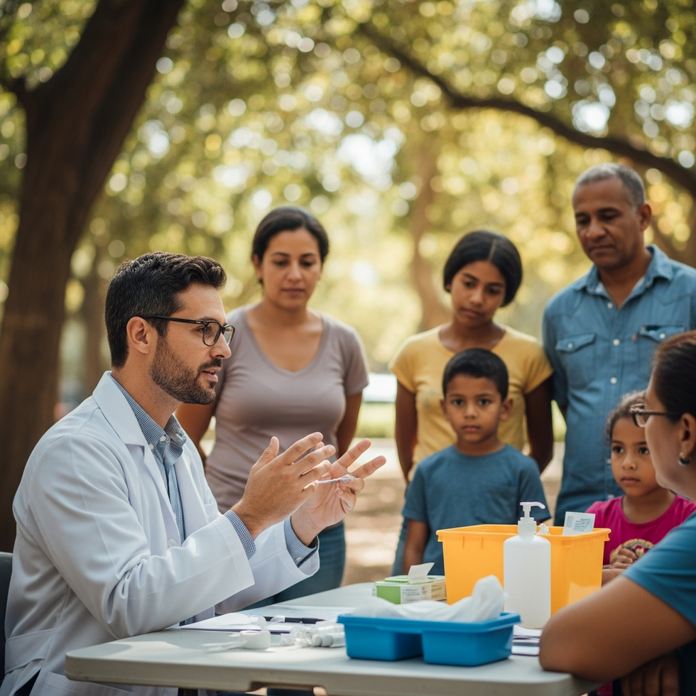 Public health officials conducting vaccination outreach to combat measles outbreak in South Carolina.