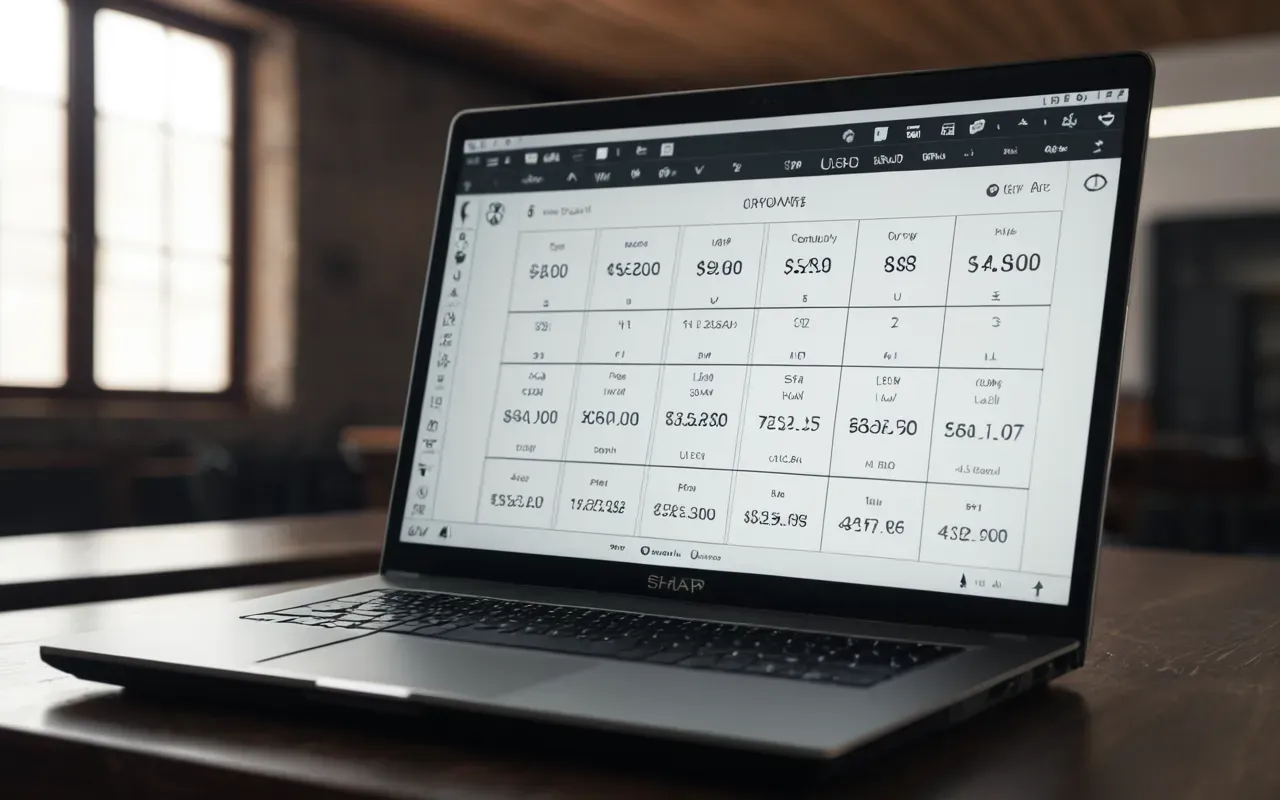 digital study tools A modern laptop screen showing a clean grid of molecular diagrams with soft ambient light in a quiet room